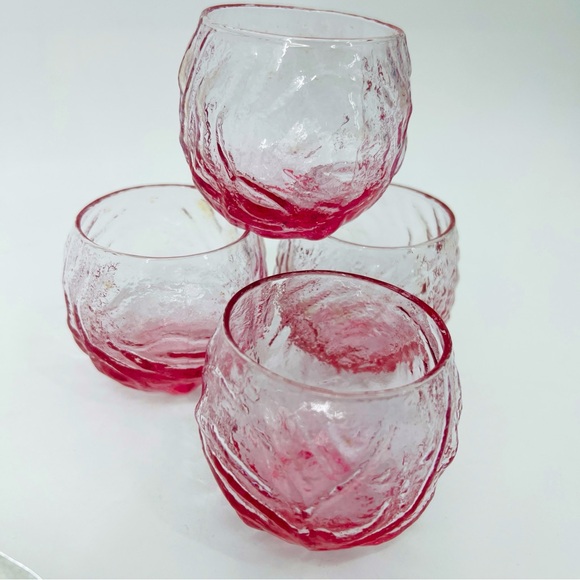 Morgantown Other - VTG Morgantown Seneca Driftwood Crinkle Pink Roly Poly Glasses Tumblers Set of 4